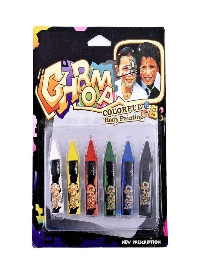 KRAFTMASTERS®6pc Body Paint Crayons Body Painting Face Paint Kit Crayons Makeup Kit Face Painting Kit For Kids/Adults Non Toxic Face And Body Paint For Makeup Washable Face Paint - Image 1